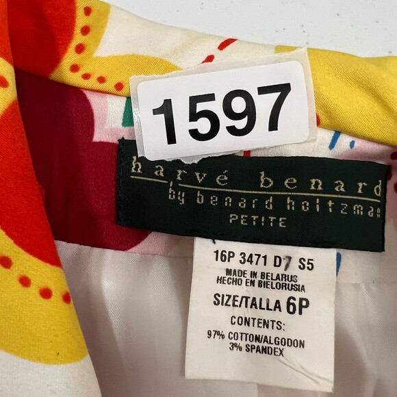 Harve Benard Vintage Retro Floral Blazer Jacket Orange Yellow Pink - Women's 6 P - Picture 10 of 10